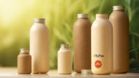 Single-Use Bottle Sustainable Alternatives: Image of bottles made using CelluComp’s proprietary cellulose product, Curran®.